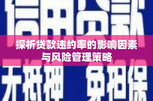 鹤庆探析贷款违约率的影响因素与风险管理策略