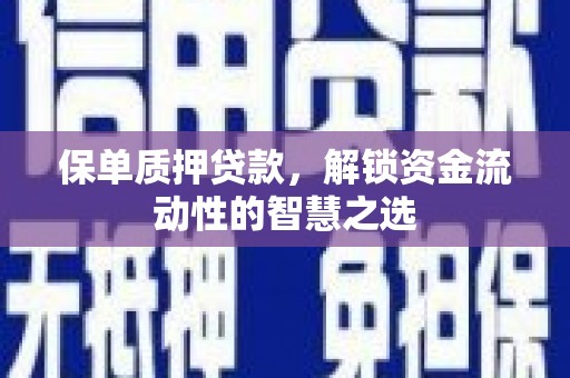东乡族保单质押贷款，解锁资金流动性的智慧之选